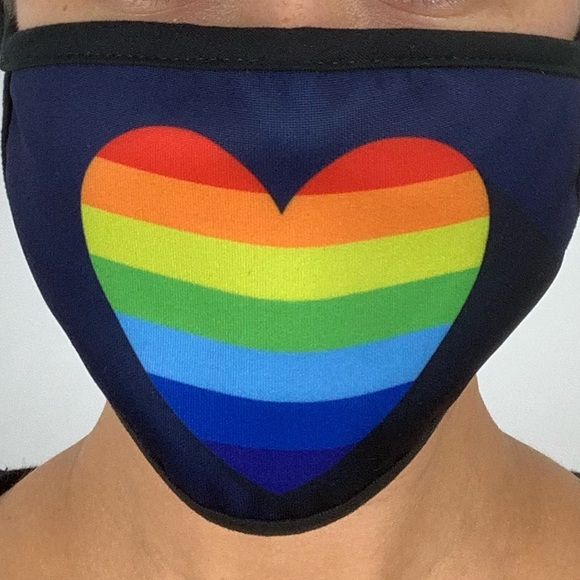 Rainbow Heart LGBT Pride Cloth Face Mask Covering - Picture 3 of 10
